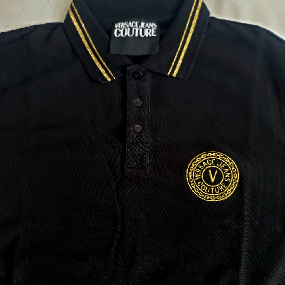 Versace Jeans Collection Gold and Black Polo Shirt